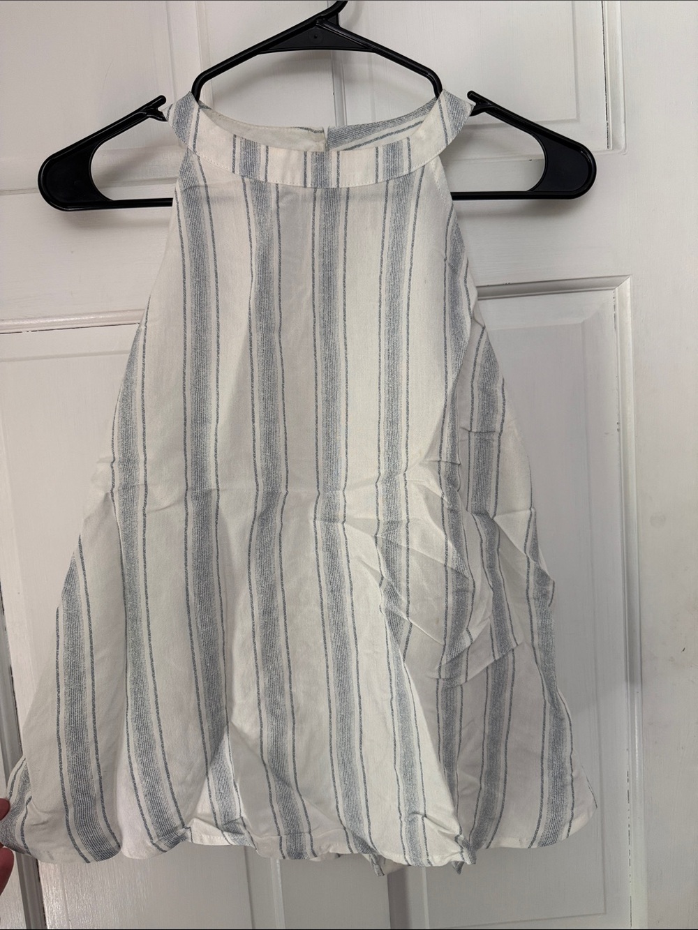 Elodie Cream & Light Gray Striped Top